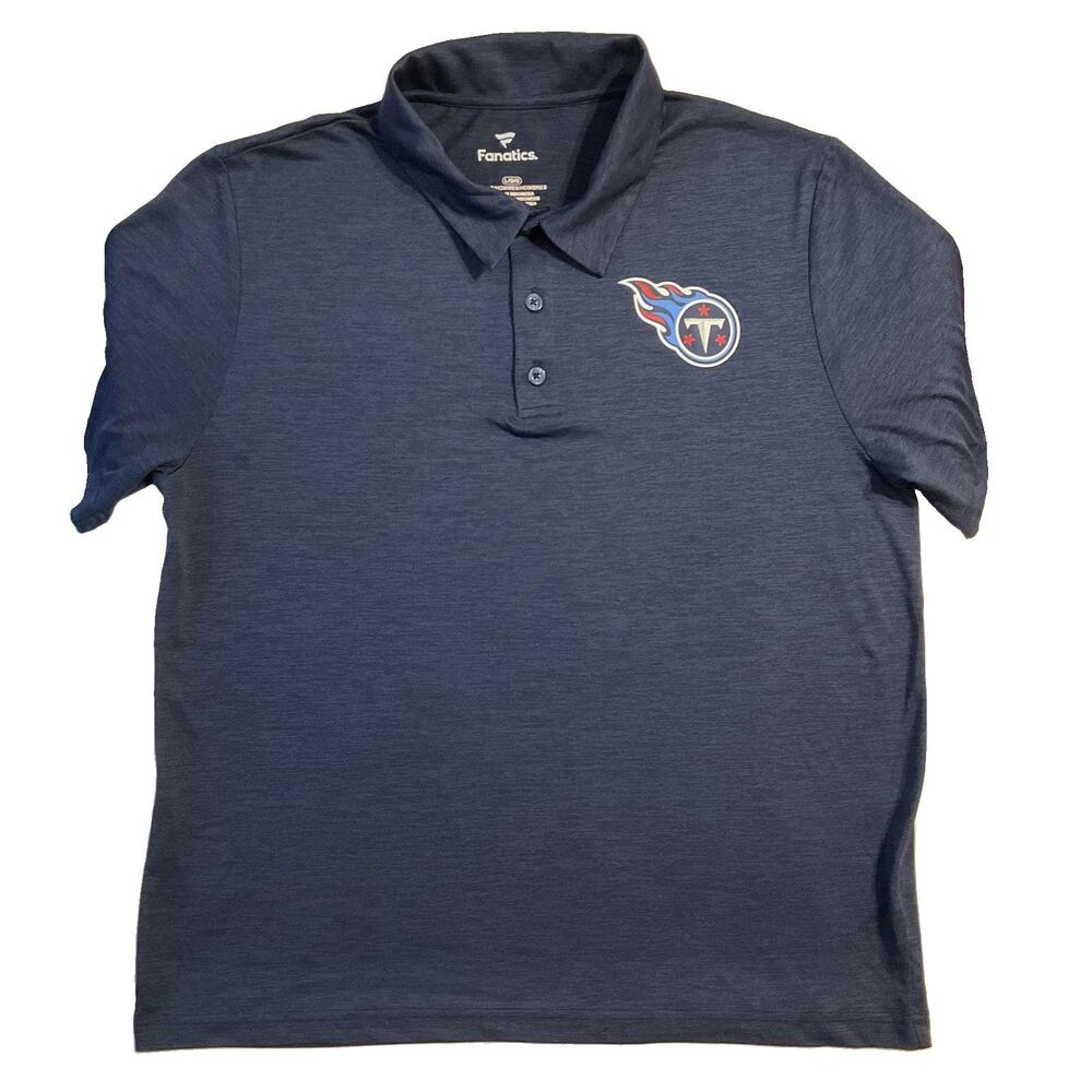 Tennessee Titans Men Polo L Navy Fanatics Titans Logo Activewear Button